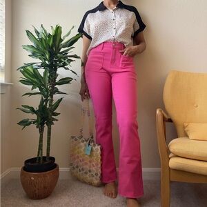 Pink High Rise Straight Leg Jeans